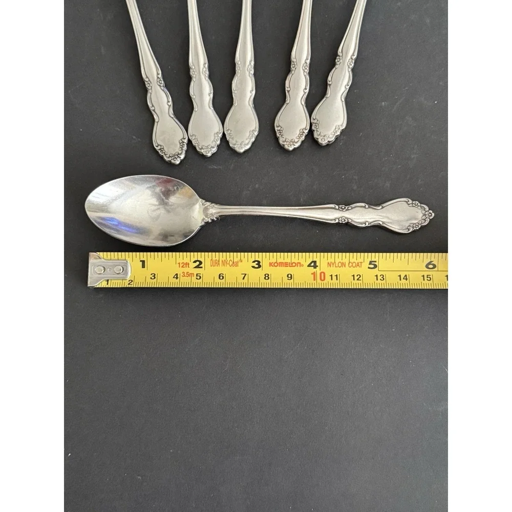 Oneida DOVER TEASPOONS Heirloom Cube‎ Stainless Flatware Glossy Lot Of 6